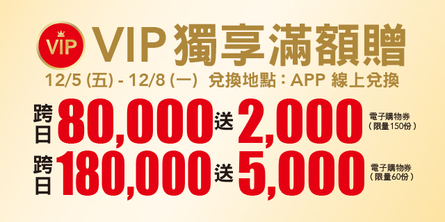 VIP 獨享滿額贈