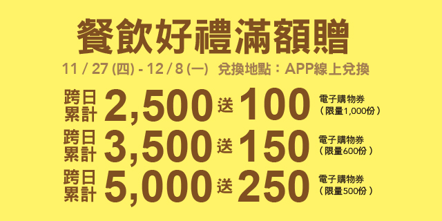 餐飲好禮滿額贈